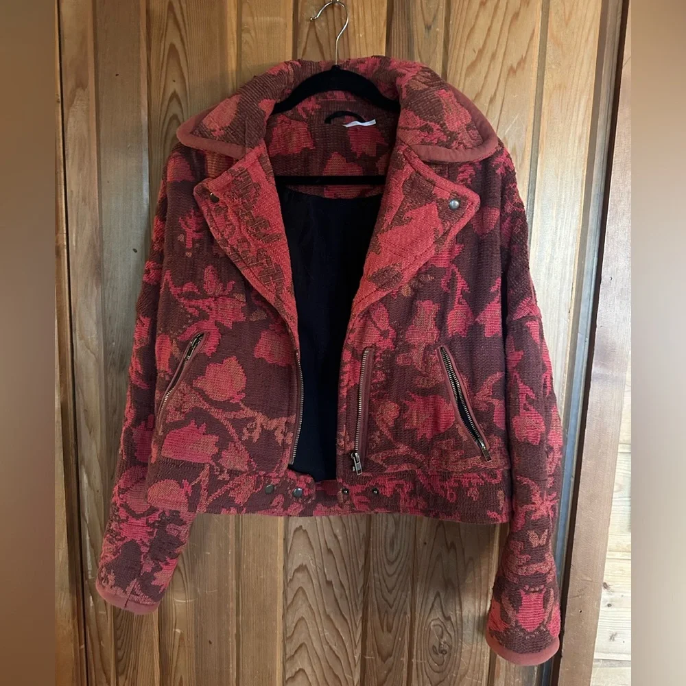Free People Mosaic Tapestry Moto Jacket size XS - Picture 3 of 7